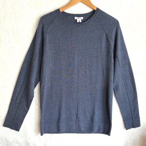 mens size L blue lightweight crew neck Helmut Lang knit sweater jumper seam deta
